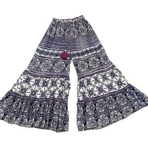 True Destinations Resort Wear Flare Pants Large Boho Mandala Vacation Beach